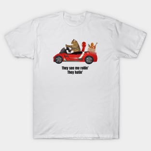 They see me rollin' they hatin' cat in a car T-Shirt